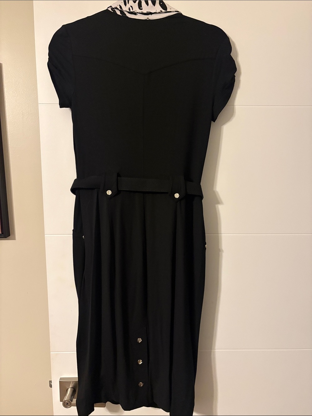 Cache Sexy Black Dress with White and Black Animal-Print Accent - Picture 5 of 5
